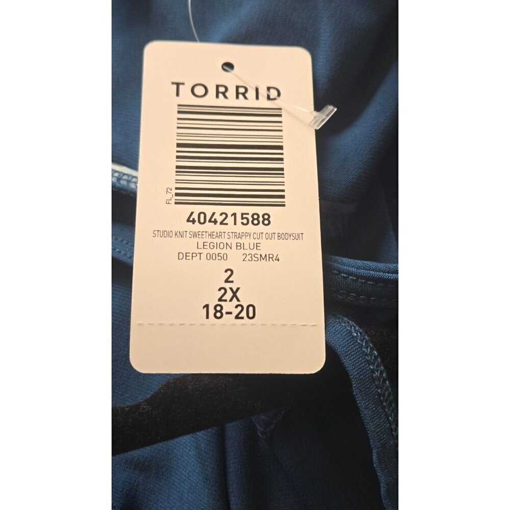 TORRID Studio Knit Sweetheart Strappy Cut Out Bodysuit blue - Picture 9 of 11